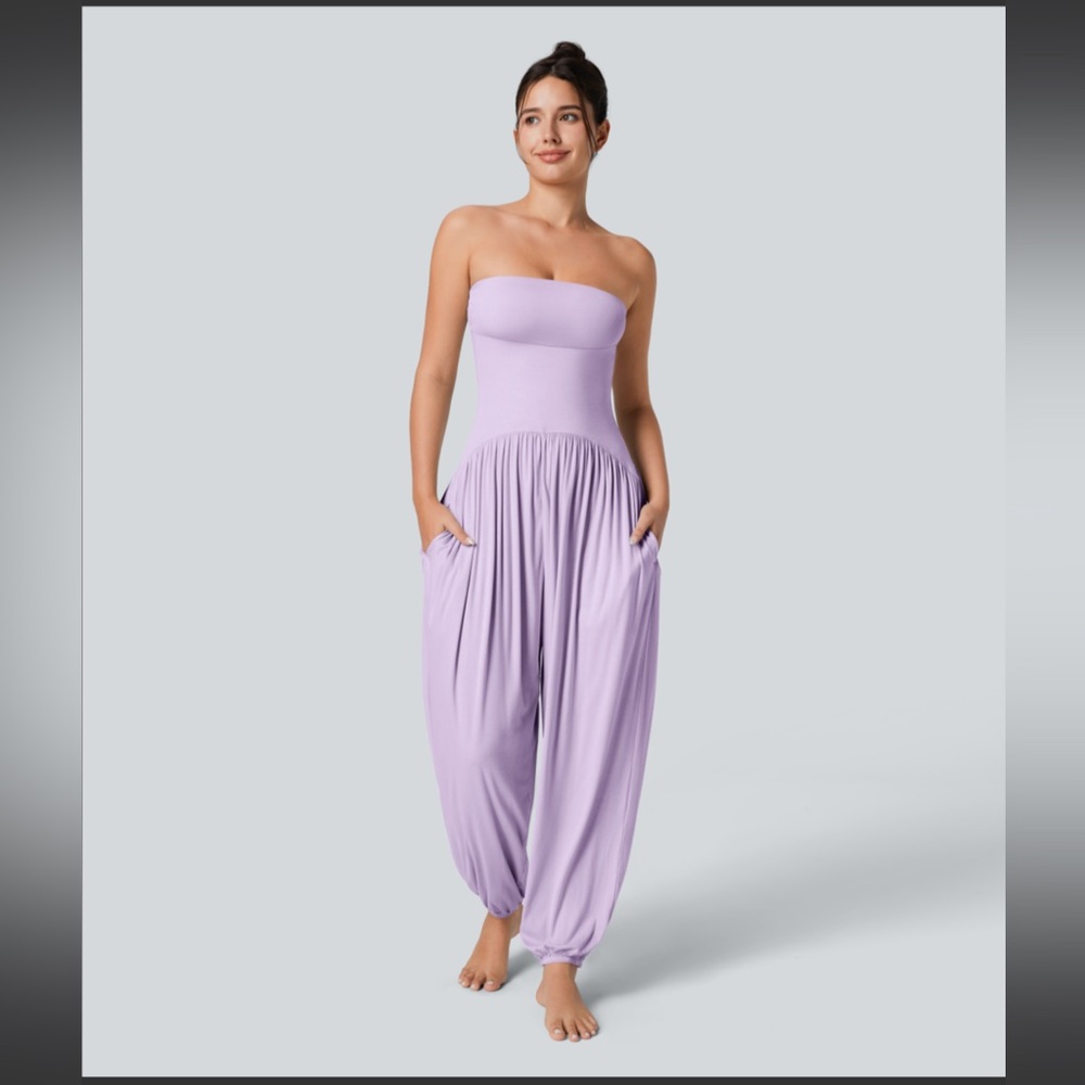 HALARA Lavender Strapless Harem Jumpsuit ~ Misty Purple - Picture 1 of 8